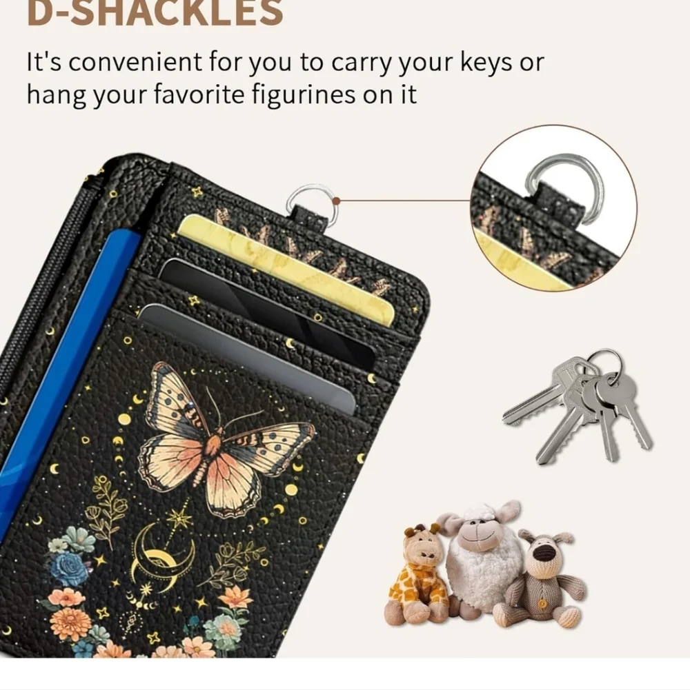 Butterfly Design Black Phone Wallet Case